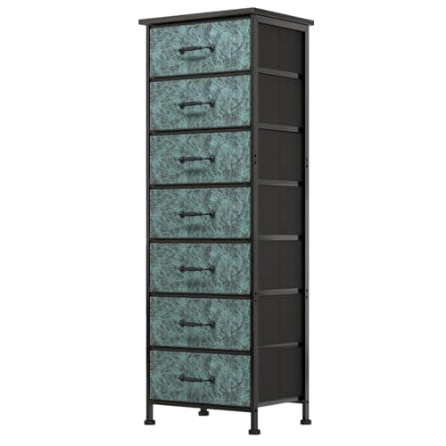Black Tall Dresser with 7 Fabric Drawers for Bedroom