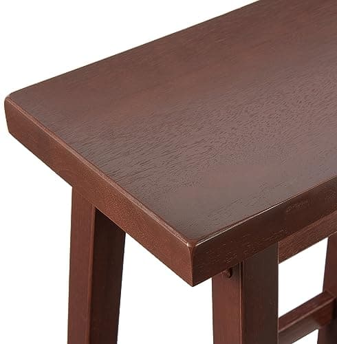 Amazon Basics 24" Solid Wood Saddle-Seat Kitchen Island Barstool, Set of 2, Walnut Finish
