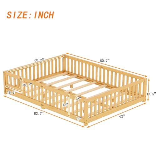 Queen Size Montessori Floor Bed for Kids