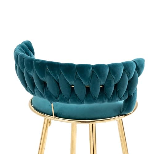 Velvet Bar Stools Set of 2, 35 Height with Back and Footrest, Modern Kitchen Chairs for Pub Bar Cafe Home