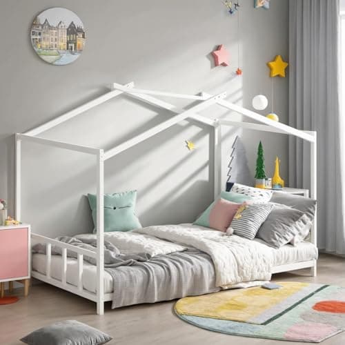 Montessori Floor Bed for Kids with Roof Design and Easy Assembly