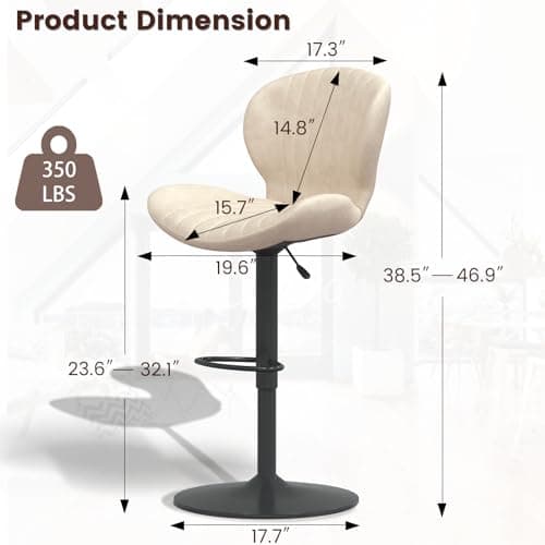 Waleaf Beige Faux Leather Bar Stools Set of 4