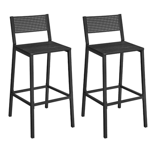 VASAGLE Oak Beige & White Bar Stool Set of 2