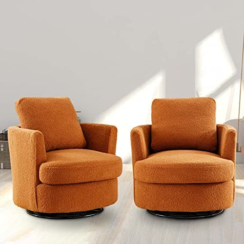Set of 2 Modern Swivel Barrel Chairs for Nursery, Living Room, Bedroom - Light Blue