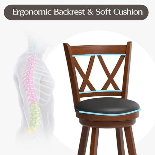 MU Counter Height Barstools, Espresso X-Back Swivel Chairs, Set of 2