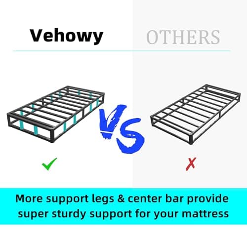 6 Inch Round Corner Twin Bed Frame, Silent Anti-Slip Metal, No Box Spring Needed