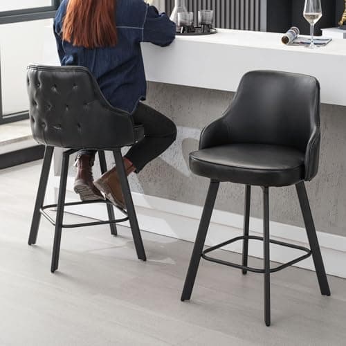 Black 26" Counter Height Swivel Bar Stools Set of 4