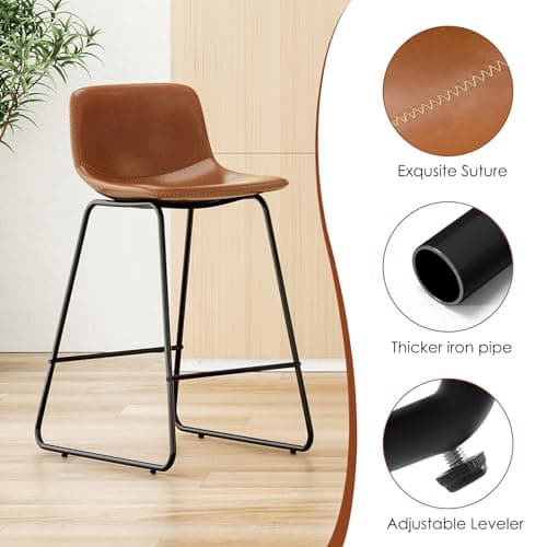 Set of 4 Soohow Counter Height Bar Stools with Back Support