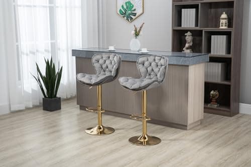 Velvet Bar Chairs Set of 2 with Retro Design