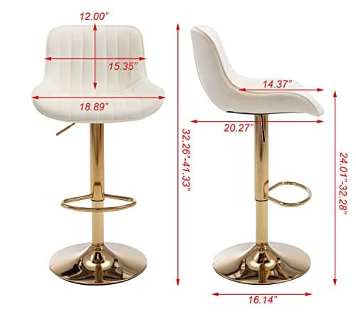 Swivel Adjustable Barstools Set of 2 with Back and Footrest