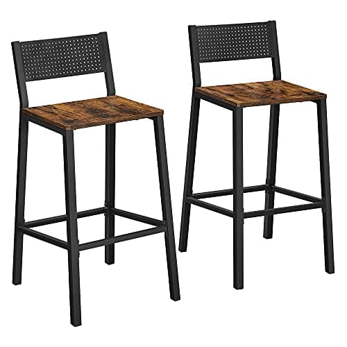 VASAGLE Oak Beige & White Bar Stool Set of 2