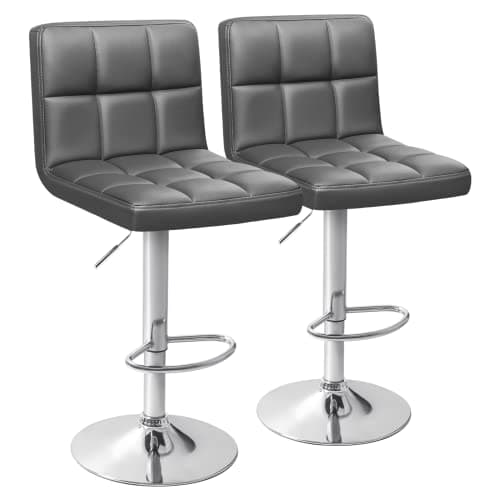 Homall Black PU Leather Adjustable Bar Stools for Kitchen Counter (Set of 2)
