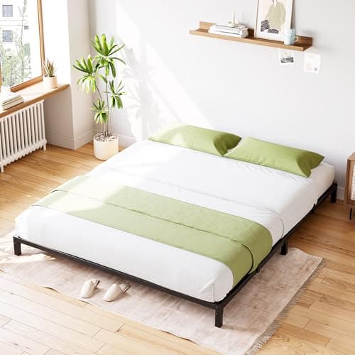 IDEALHOUSE Full Size Heavy Duty Metal Bed Frame, No Box Spring Needed, Black, Easy Assembly