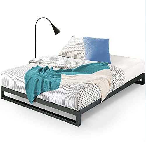 Zinus Trisha Black Metal Queen Bed Frame, Wood Slat Support