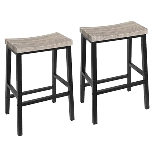 HOOBRO Black 23.6" Saddle Bar Stool Set BB02MD01