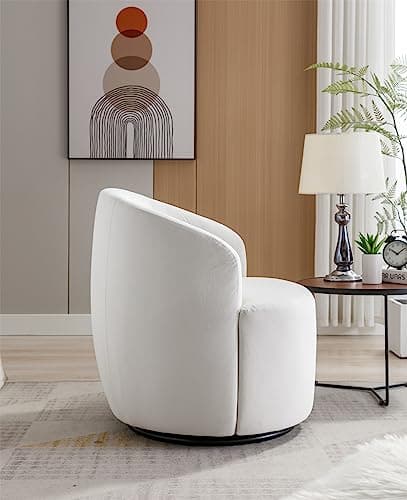 i-POOK Swivel Accent Chair, Modern Velvet Upholstered Armchair White