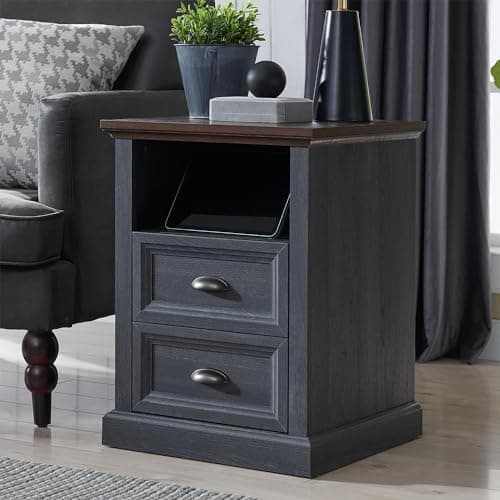Rustic Dark Grey Farmhouse 8 Drawer Dresser, 39" Tall, Wood Organizer Storage