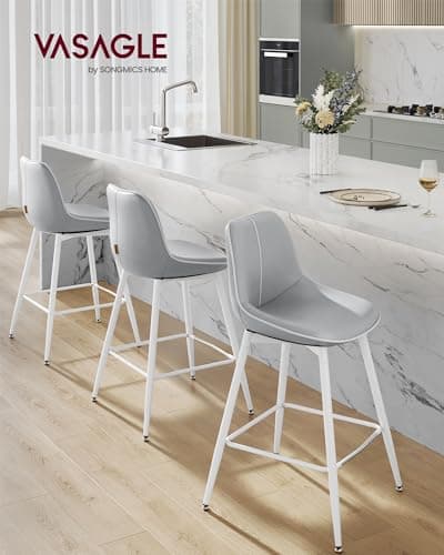 VASAGLE Dove Gray Counter Height Bar Stool Set of 2 ULBC088G01