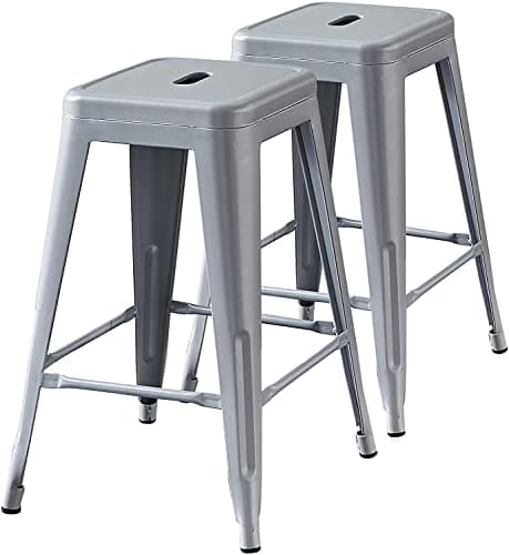 AC Pacific Matte Black Country Rustic Barstool Set of 2