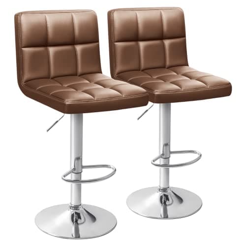 Homall Black PU Leather Adjustable Bar Stools for Kitchen Counter (Set of 2)