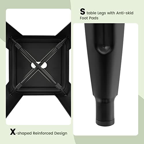 COSTWAY Black Stackable 24" Bar Stool Set, X-Reinforced, Kitchen & Pub