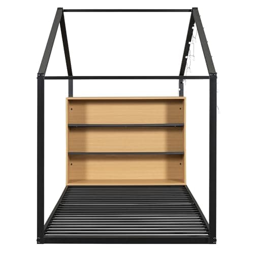 i-POOK Montessori Metal Bed Frame for Kids, Twin Size, Black