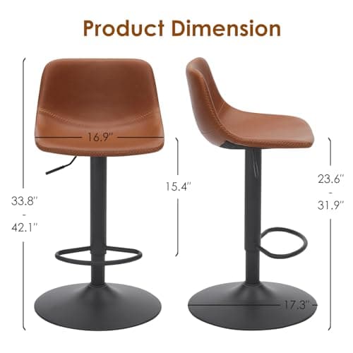 Mid Century Modern Swivel Bar Stools Set of 2 for Kitchen Island