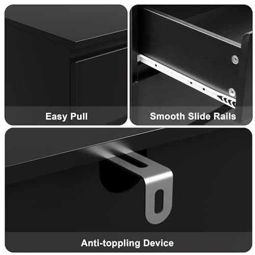 FOTOSOK Tall Black 6-Drawer Dresser with Metal Sliding Rail