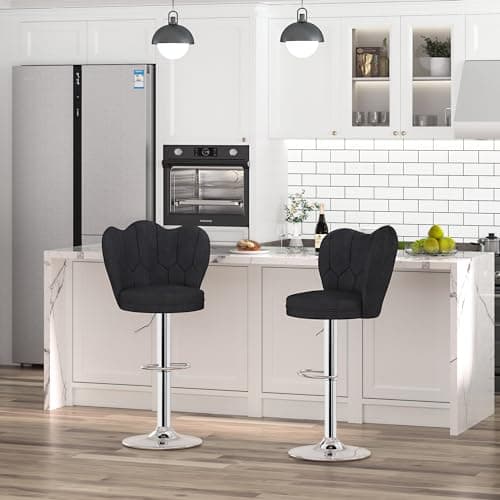 4 Pack VECELO Black Bar Stools, Adjustable Back Swivel Kitchen Stools