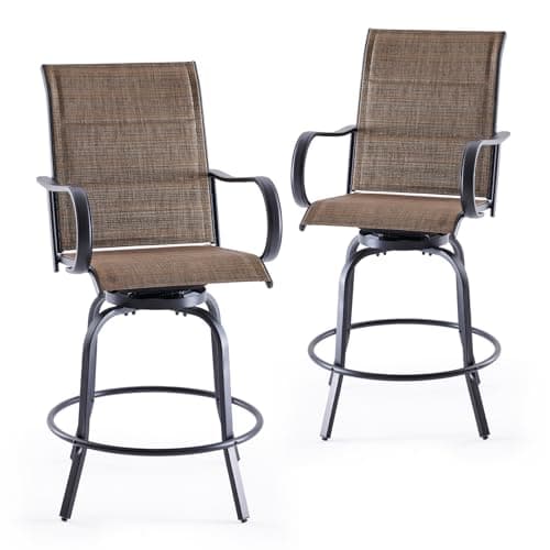 Soohow Swivel Textilene Outdoor Bar Stool Set, All Weather Ergonomic Chairs