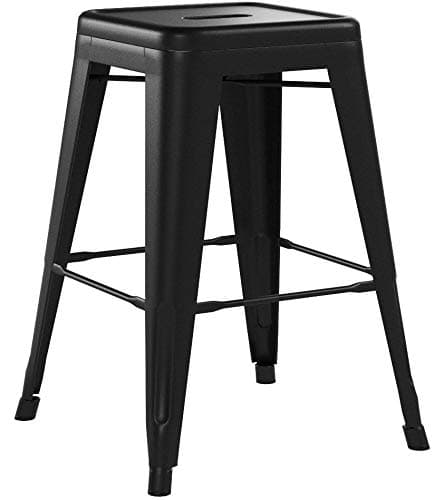 AC Pacific Matte Black Country Rustic Barstool Set of 2