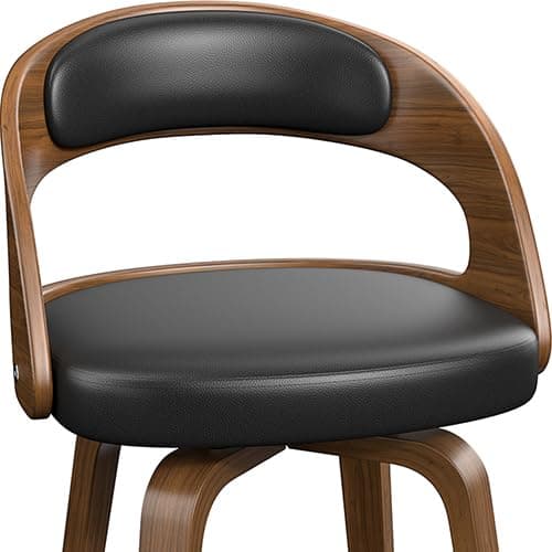 Mid-Century Modern Black Bentwood Bar Stool Set, 26" Counter Height, Kitchen and Bar