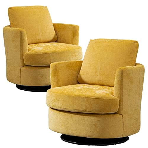 Set of 2 Modern Swivel Barrel Chairs for Nursery, Living Room, Bedroom - Light Blue