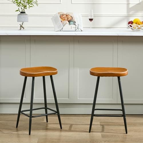 Whiskey Brown Modern 24" Counter Height Bar Stool Set (2 PCS)