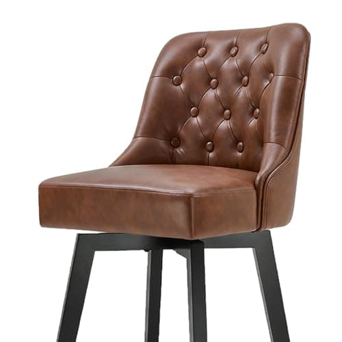 Beige Nailhead Trim Barstools 26" Swivel Kitchen Island Stools, Set of 4