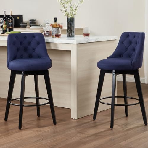 Virabit Linen Beige Counter Height Swivel Bar Stool Set (4, with Back)