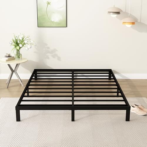 Heavy Duty 7-Inch Queen Bed Frame, Black, Max Storage, Easy Assembly