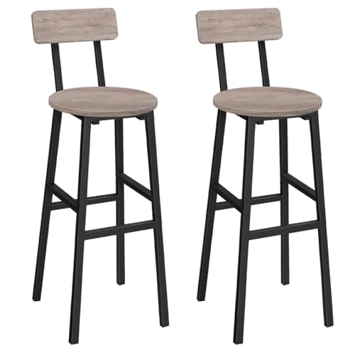 Rustic Brown Bar Stools, Set of 2 with Footrest, 24.4 Inches