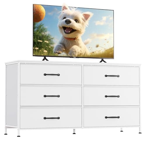 Rustic Brown Wood Grain Dresser with 6 Drawers and TV Stand for 50 TV
