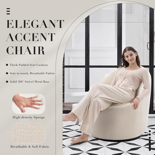 360° Swivel Chair with Hidden Storage - Beige