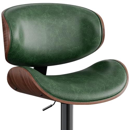 Mid-Century Modern Black PU Leather Bar Stool Set of 4 with Back