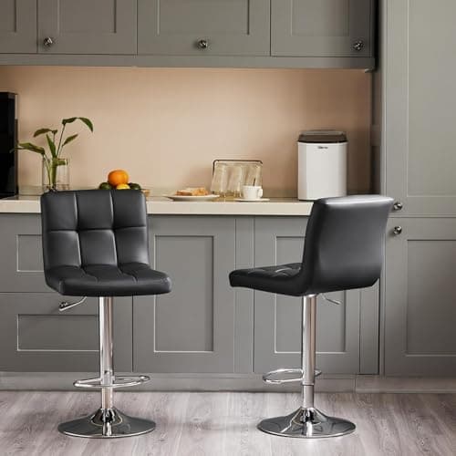 4 Pack PU Leather Swivel Bar Stools, Kitchen Counter Height, Armless Hydraulic Backrest