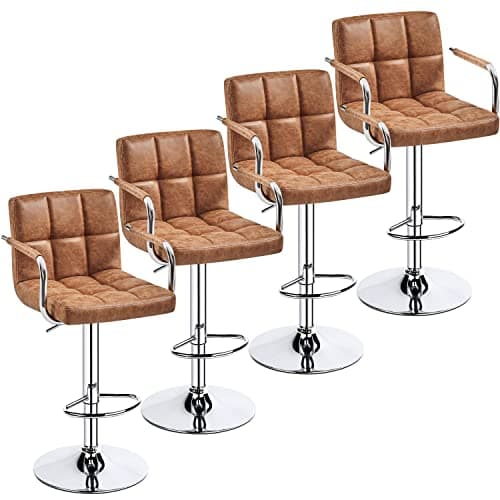 Yaheetech Black Counter Height Adjustable Bar Stool Set of 4