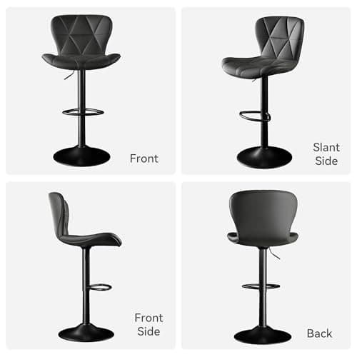Set of 4 Adjustable Swivel Bar Stools in Black for Kitchen Island