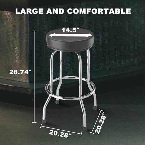 BIG RED Torin Swivel Bar Stool - Chrome Legs, Black, 28.74" Tall