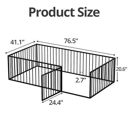 Montessori Safety Floor Bed Frame for Kids, Black No Box Spring Needed