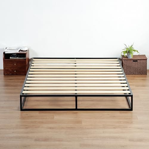 Olee Sleep Black Full Size Modern Metal Platform Bed Frame