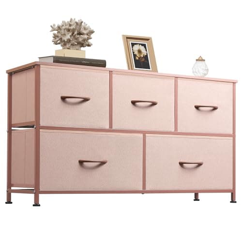 Charcoal Black Large Fabric Dresser with 5 Drawers