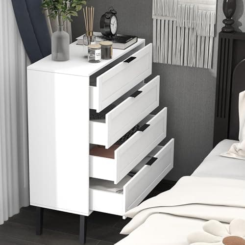 Black TaoHFE 4-Drawer Dresser for Bedroom, Modern 36inch Tall Wood Chest