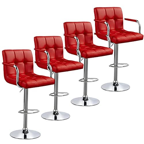 Yaheetech Black Counter Height Adjustable Bar Stool Set of 4